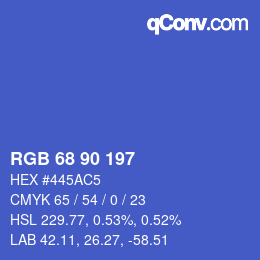 Color code: RGB 68 90 197 | qconv.com