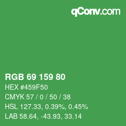 Code couleur: RGB 69 159 80 | qconv.com