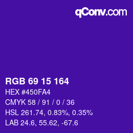 Code couleur: RGB 69 15 164 | qconv.com