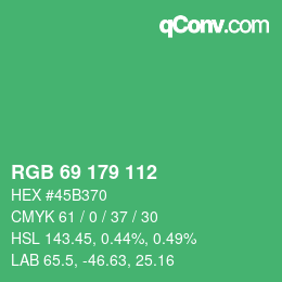 Color code: RGB 69 179 112 | qconv.com