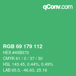 Color code: RGB 69 179 112 | qconv.com