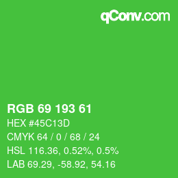 カラーコード: RGB 69 193 61 | qconv.com