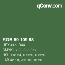 Color code: RGB 69 109 68 | qconv.com