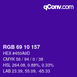 カラーコード: RGB 69 10 157 | qconv.com