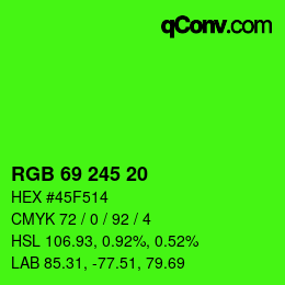 Code couleur: RGB 69 245 20 | qconv.com