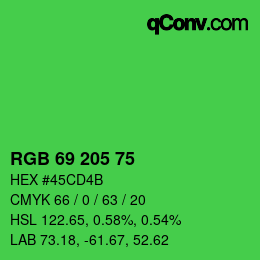 Code couleur: RGB 69 205 75 | qconv.com