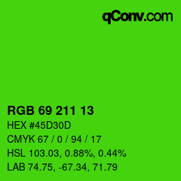 Farbcode: RGB 69 211 13 | qconv.com