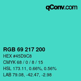 Código de color: RGB 69 217 200 | qconv.com