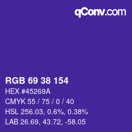 Código de color: RGB 69 38 154 | qconv.com