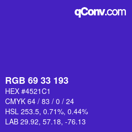 カラーコード: RGB 69 33 193 | qconv.com