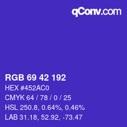 Código de color: RGB 69 42 192 | qconv.com