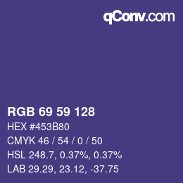 Color code: RGB 69 59 128 | qconv.com