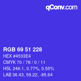 Color code: RGB 69 51 228 | qconv.com