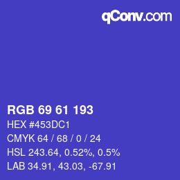 Farbcode: RGB 69 61 193 | qconv.com