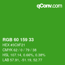 Farbcode: RGB 60 159 33 | qconv.com