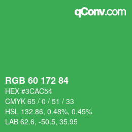 Color code: RGB 60 172 84 | qconv.com