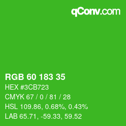 Código de color: RGB 60 183 35 | qconv.com