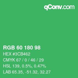 Color code: RGB 60 180 98 | qconv.com