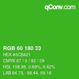 Code couleur: RGB 60 180 33 | qconv.com