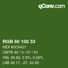 Color code: RGB 60 100 33 | qconv.com