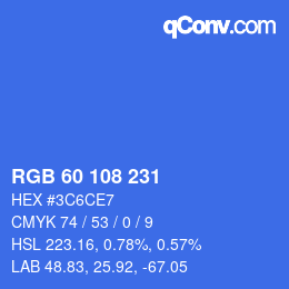 カラーコード: RGB 60 108 231 | qconv.com