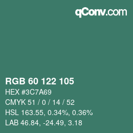 Farbcode: RGB 60 122 105 | qconv.com