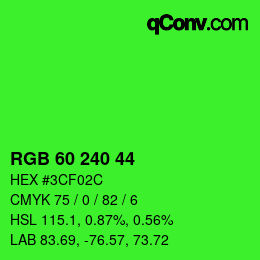 Farbcode: RGB 60 240 44 | qconv.com