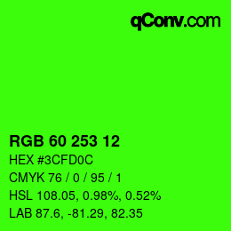 Color code: RGB 60 253 12 | qconv.com