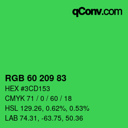 カラーコード: RGB 60 209 83 | qconv.com