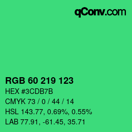 Farbcode: RGB 60 219 123 | qconv.com