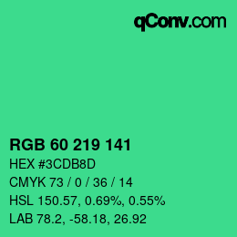 Code couleur: RGB 60 219 141 | qconv.com