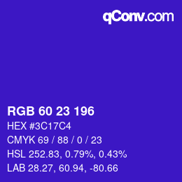 Código de color: RGB 60 23 196 | qconv.com