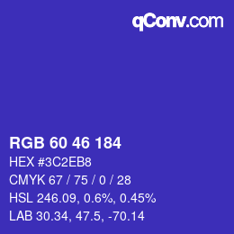 カラーコード: RGB 60 46 184 | qconv.com