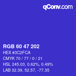 Código de color: RGB 60 47 202 | qconv.com