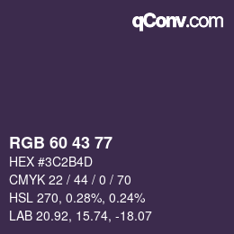 カラーコード: RGB 60 43 77 | qconv.com