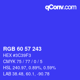 Código de color: RGB 60 57 243 | qconv.com