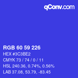 Farbcode: RGB 60 59 226 | qconv.com