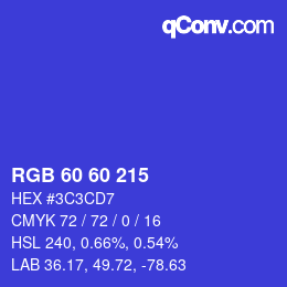 Código de color: RGB 60 60 215 | qconv.com