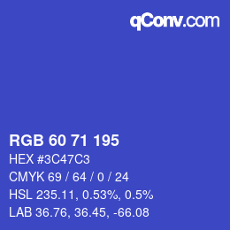 Color code: RGB 60 71 195 | qconv.com