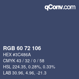 Color code: RGB 60 72 106 | qconv.com