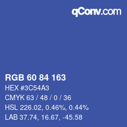 Color code: RGB 60 84 163 | qconv.com