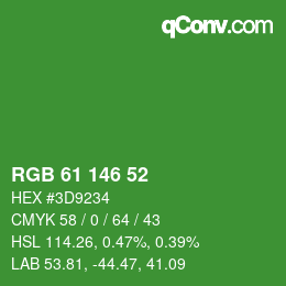 カラーコード: RGB 61 146 52 | qconv.com