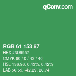 カラーコード: RGB 61 153 87 | qconv.com