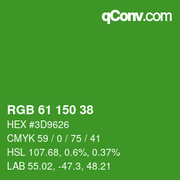 カラーコード: RGB 61 150 38 | qconv.com