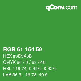 Color code: RGB 61 154 59 | qconv.com