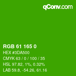 カラーコード: RGB 61 165 0 | qconv.com