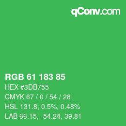 カラーコード: RGB 61 183 85 | qconv.com