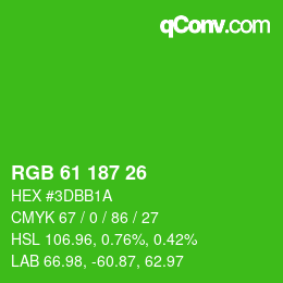 Color code: RGB 61 187 26 | qconv.com