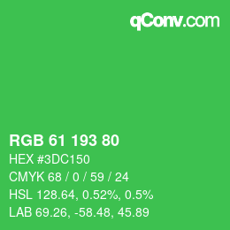 カラーコード: RGB 61 193 80 | qconv.com