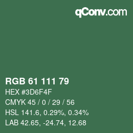 Código de color: RGB 61 111 79 | qconv.com